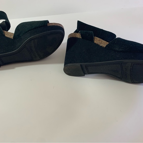 🌺SOLD🌺Franco Sarto Fairfax Black Suede Wedge Plateform Sandal Heels - Picture 9 of 11